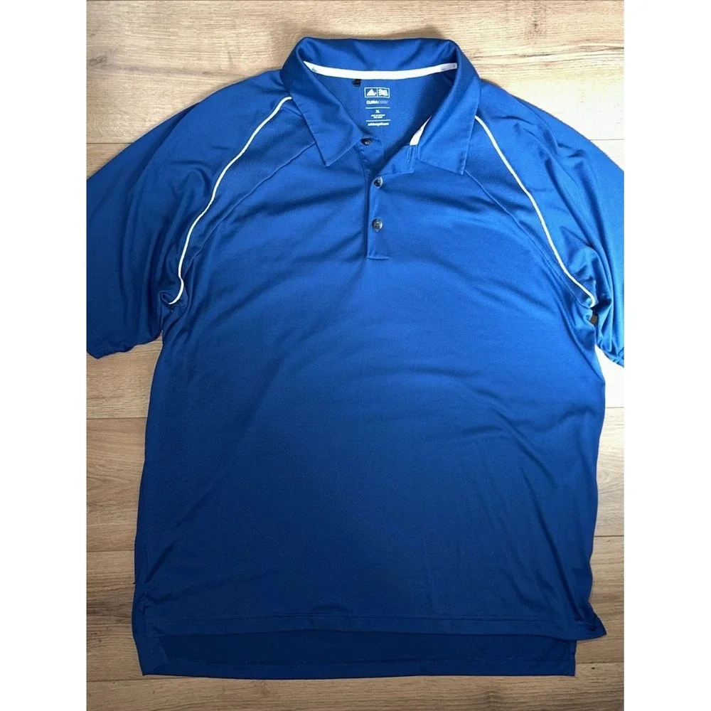 Adidas Golf ClimaCool Polo Shirt Mens XL Blue‎ Short Sleeve 3-Stripe